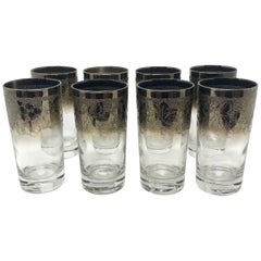 Vintage Set of Eight Silver and Crystal Dorothy Thorpe Highball Glasses