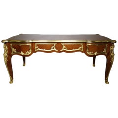 French Louis XV Style Gilt Bronze-Mounted Kingwood Three-Drawer Bureau Plat Desk