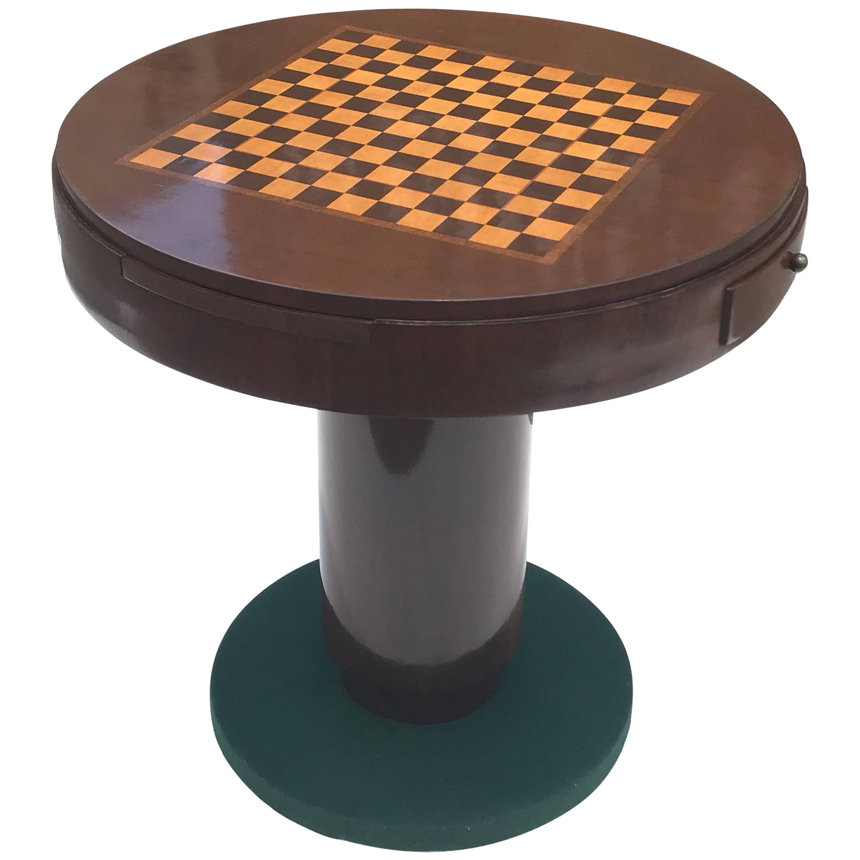 Classic French Art Deco Rosewood Round Game Table, circa 1940s