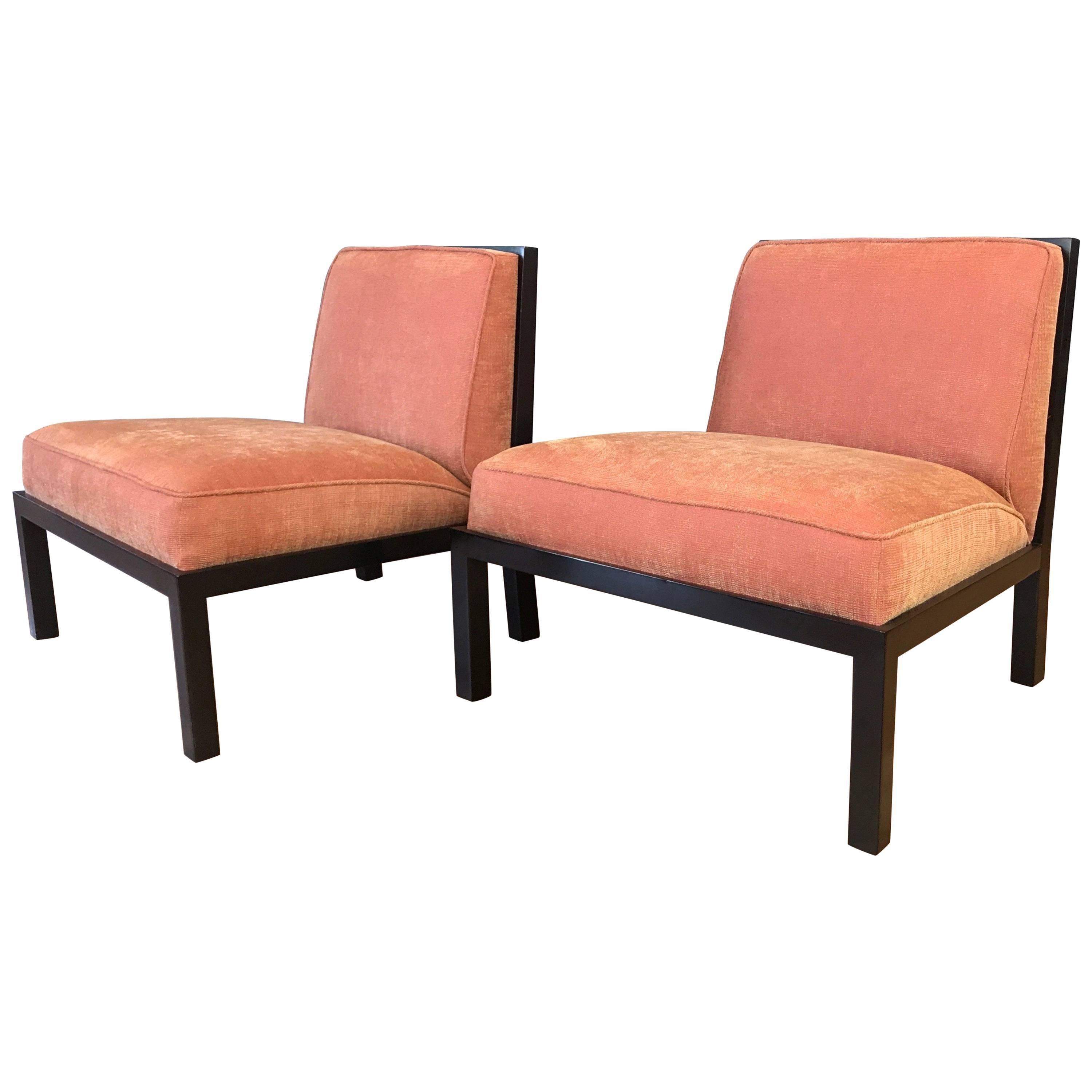 Pair of Michael Taylor for Baker Far East Collection Slipper Chairs