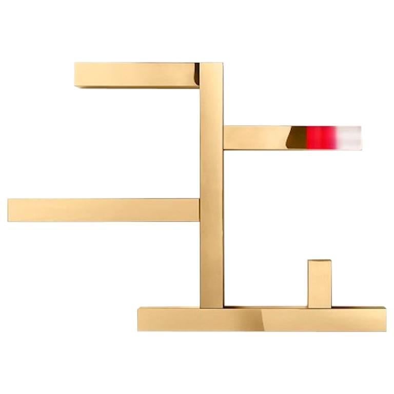 Ghidini 1961 Incrocio Shelves in Polished Gold Finish