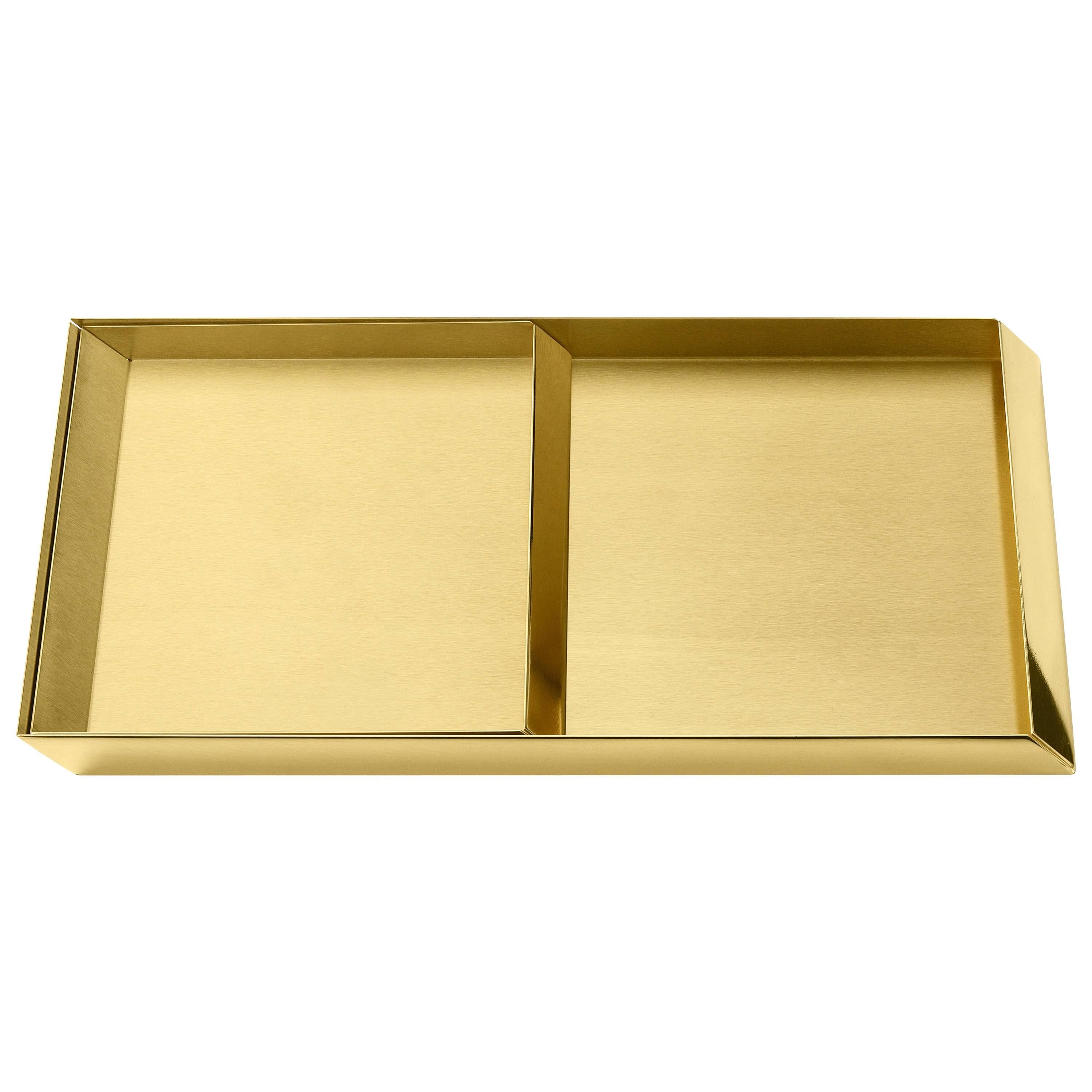 Ghidini 1961 Axonometry Trays Set in Polished Brass For Sale