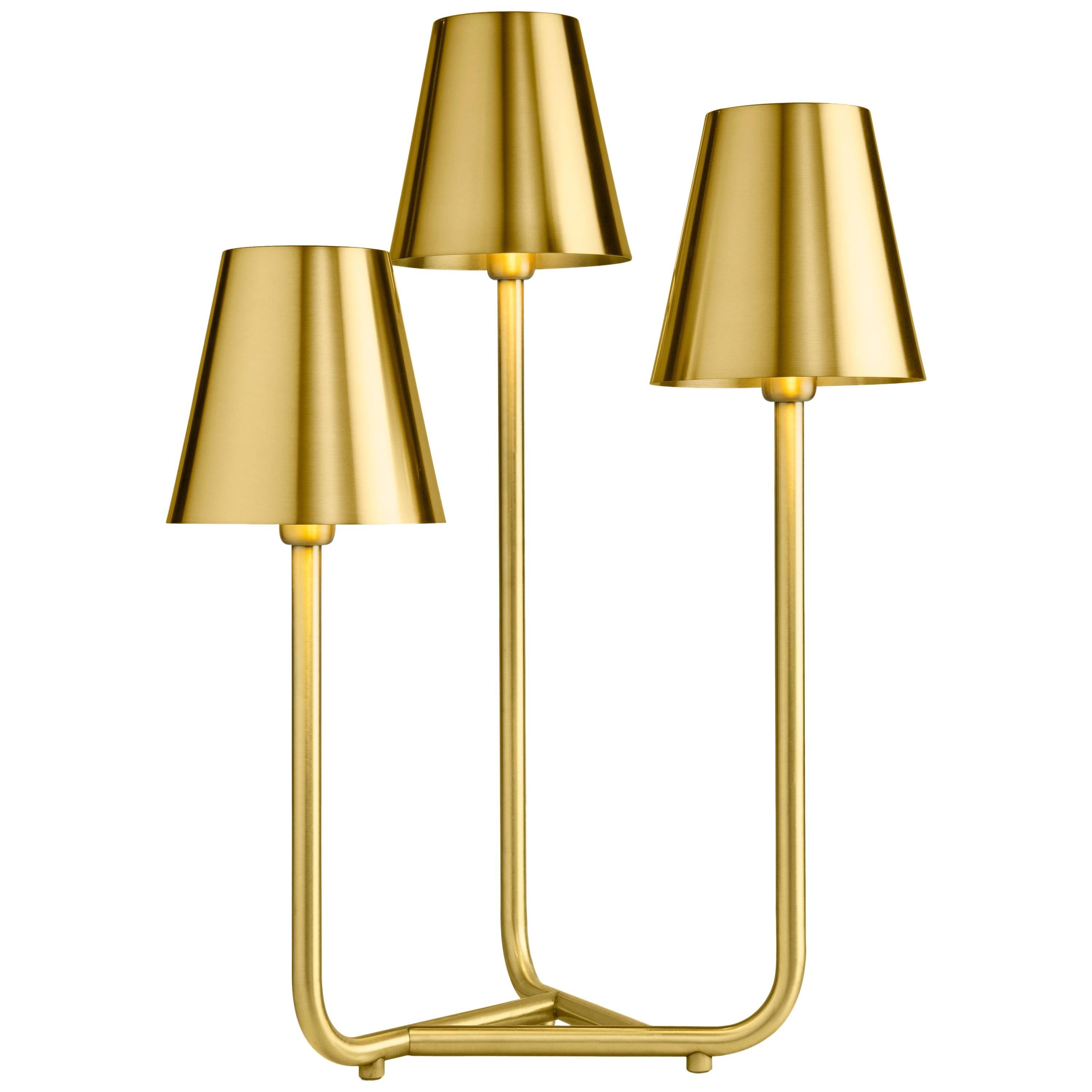 Ghidini 1961 Trio Table Lamp in Satin Brass Finish For Sale