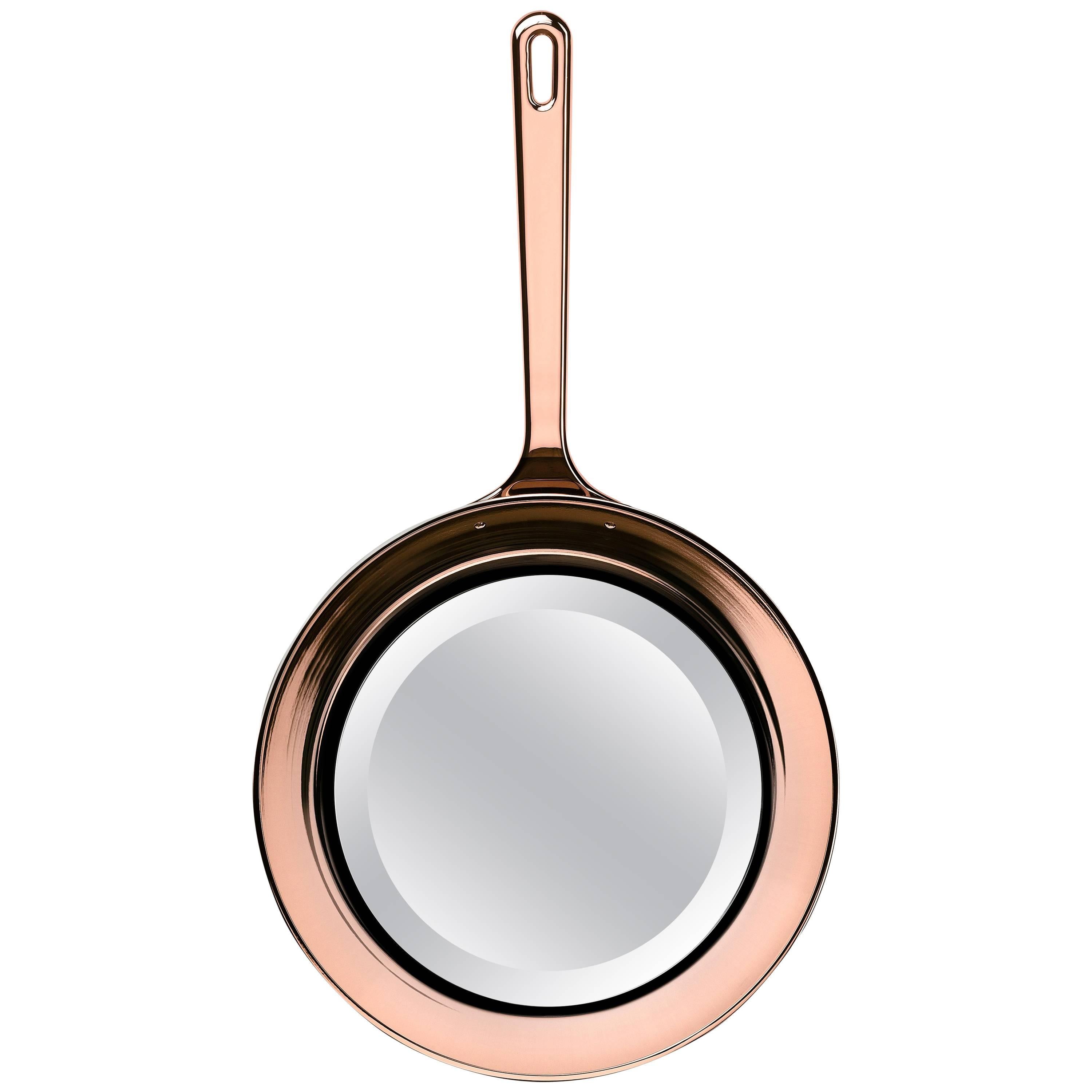 Ghidini 1961 Frying Pan Mirror in Rose Gold Finish For Sale