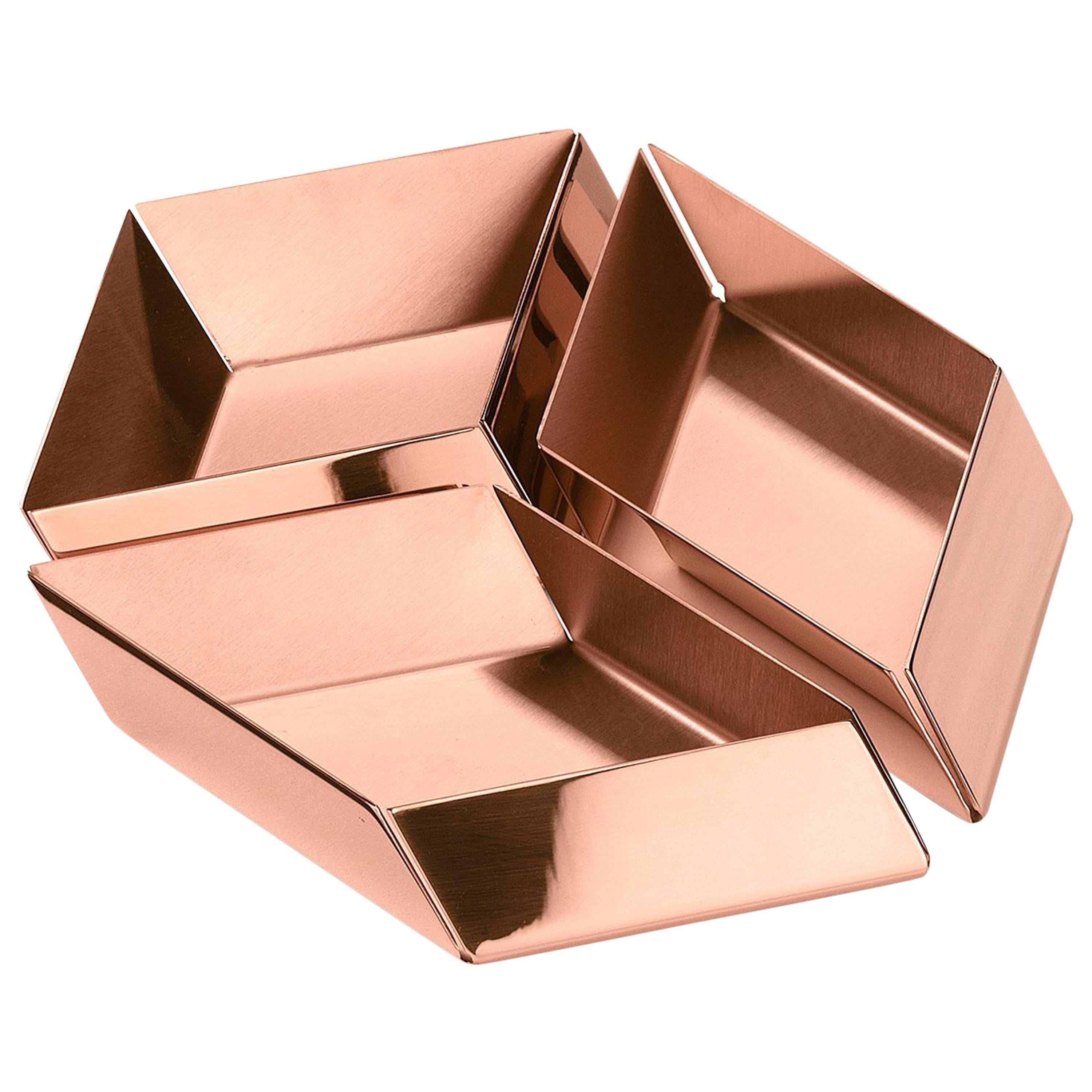 Ghidini 1961 Axonometry Set 1 Small Cube Tray in Rose Gold Finish