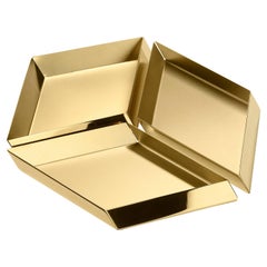 Ghidini 1961 Axonometry Set 2 Large Cube Tray in Polished Brass