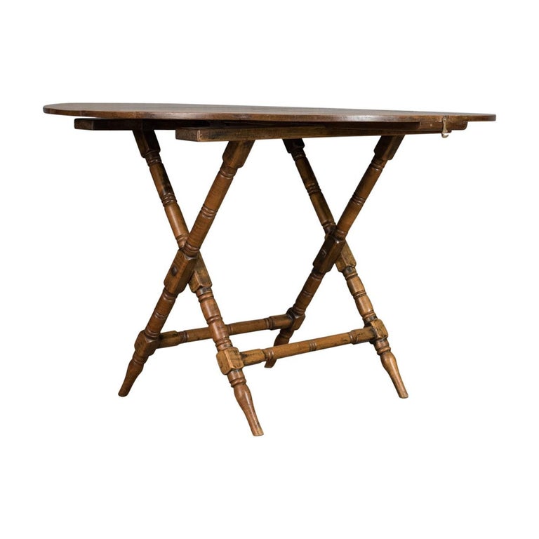 Antique Campaign Table English Victorian Folding, Beech, Fruitwood Antique Campaign Table English Victorian Folding, Beech, Fruitwood, circa 1890 For Sale - Antique Campaign Table English Victorian Folding, Beech, Fruitwood