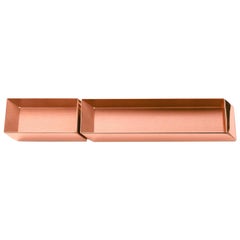 Ghidini 1961 Axonometry Pen and Cards Desk Trays Set in Rose Gold Finish
