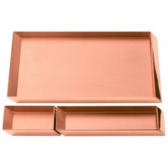 Ghidini 1961 Axonometry Desk Trays Set in Rose Gold Finish