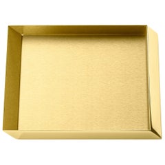 Ghidini 1961 Axonometry Squared Small Tray in Polished Brass