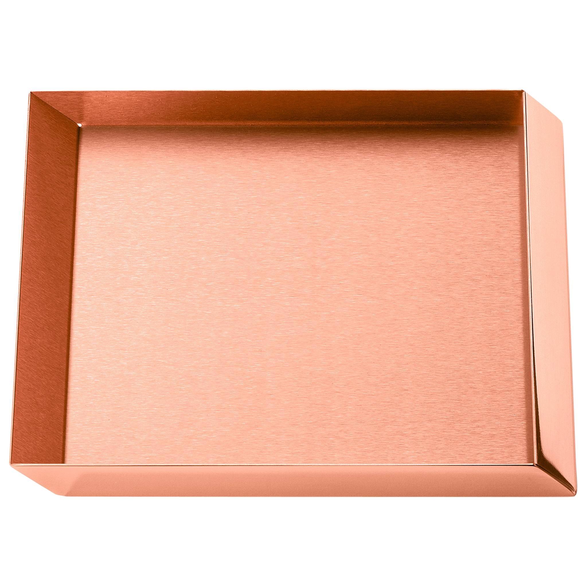 Ghidini 1961 Axonometry Squared Small Tray in Rose Gold Finish