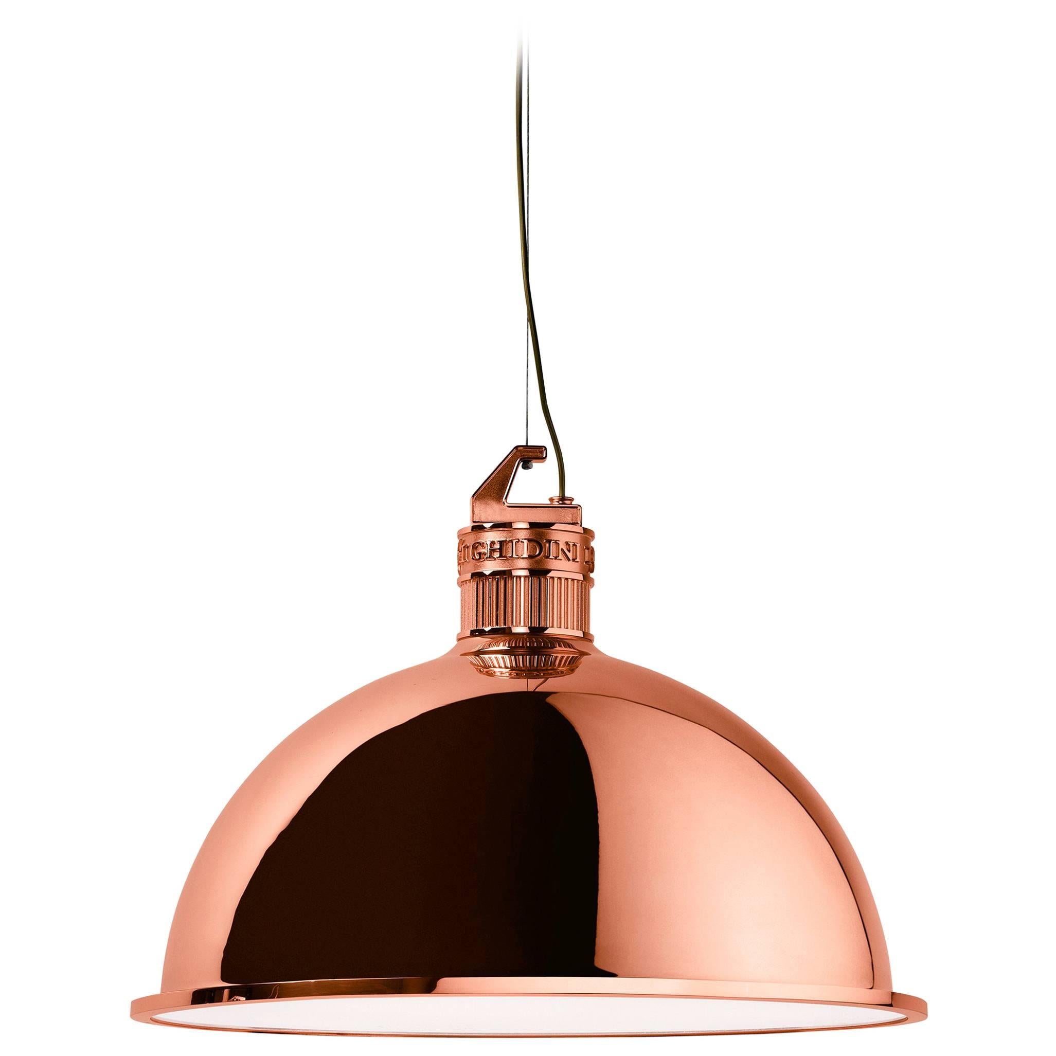 Ghidini 1961 Factory Small Suspension Light in Rose Gold Finish