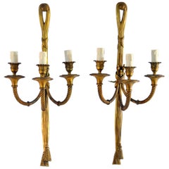 Large Bronze Empire Wall Sconces, Italy