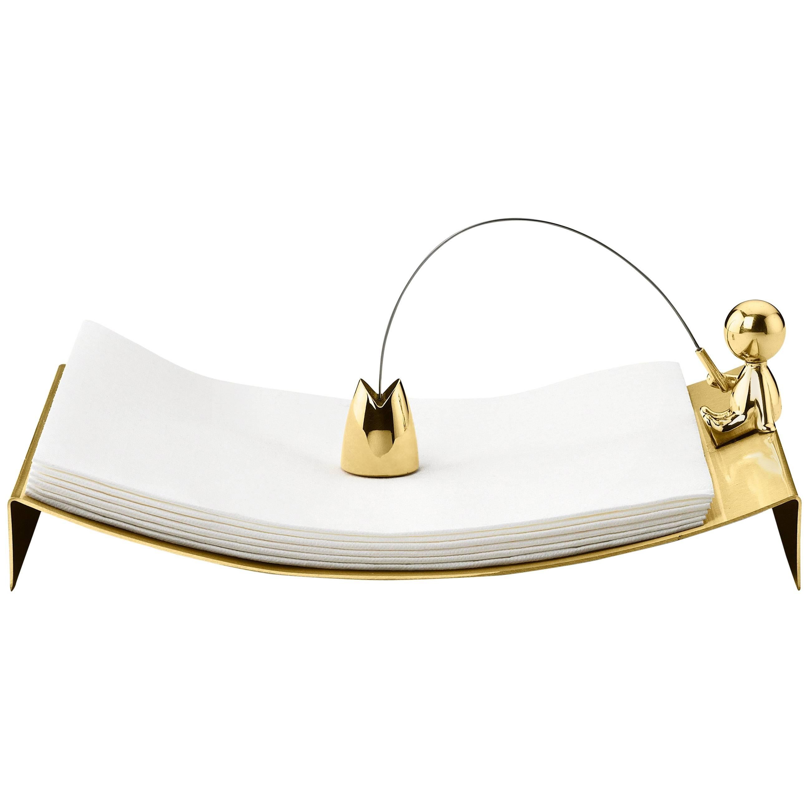 Ghidini 1961 Omini the Fisherman Napkins Tray in Polished Brass