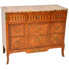 Antique French Marble-Top Inlaid Commode