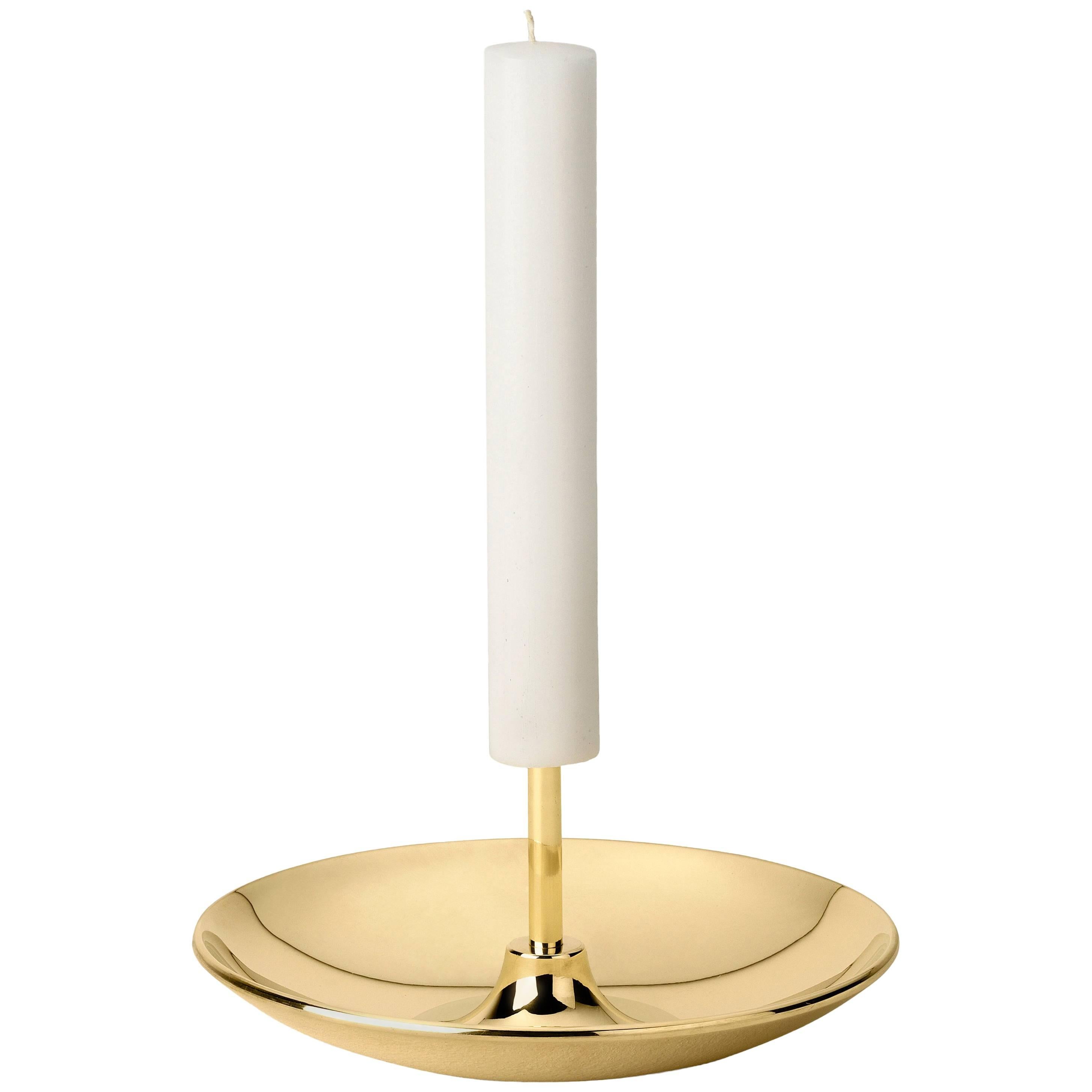 Ghidini 1961 There "Push Pin" Candlestick in Polished Brass