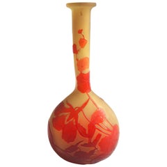 Classic Art Nouveau Emile Galle Cameo Nasturtium Banjo Vase