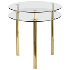 Ghidini 1961 Legs Small Round Table in Crystal and Polished Brass