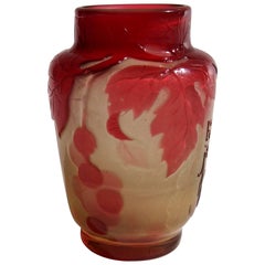 Art Nouveau Emile Galle Cameo Fire Polished Miniature Vase