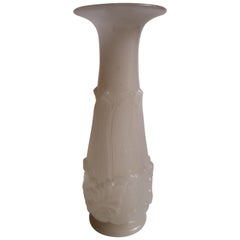 French Baccarat Napolean III Leaf Decorated Alabaster/Opaline Glass Vase c1855