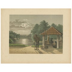 Antique Print of a Kampong Guard in Batavia by M.T.H. Perelaer, 1888