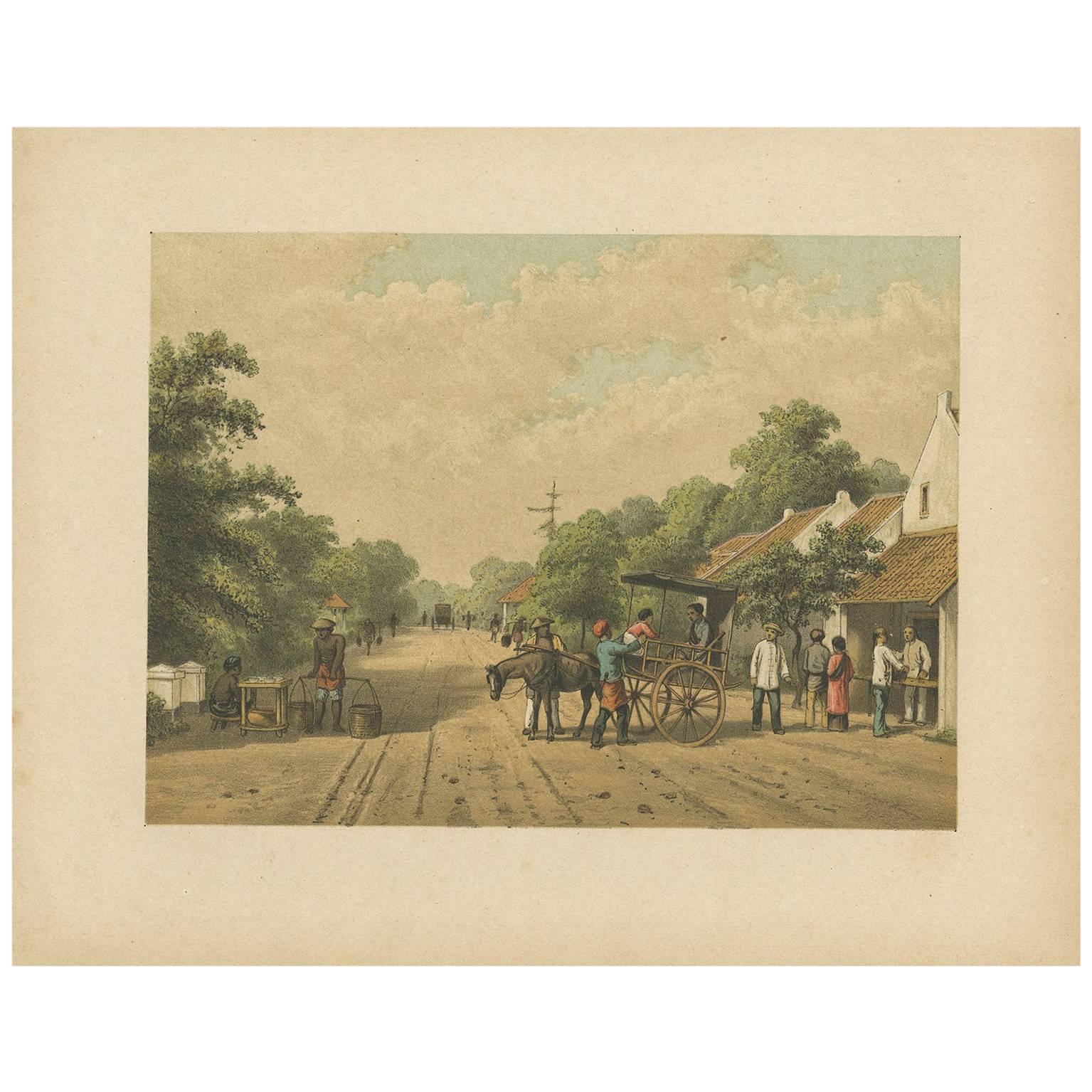 Antique Print of Locals in Batavia by M.T.H. Perelaer, 1888 For Sale