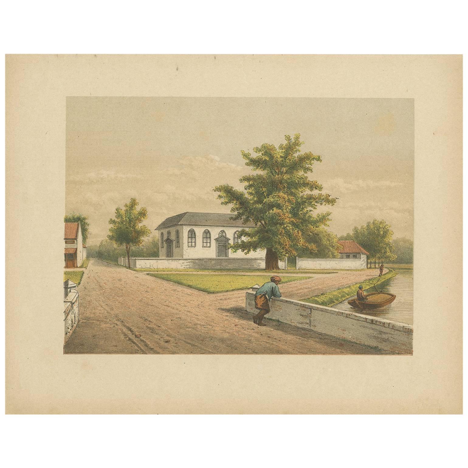 Antique Print of a Church in Batavia by M.T.H. Perelaer, 1888 For Sale