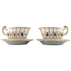 Antique Two Pieces, Royal Copenhagen Henriette, Hand-Painted Porcelain, Gravy Boats