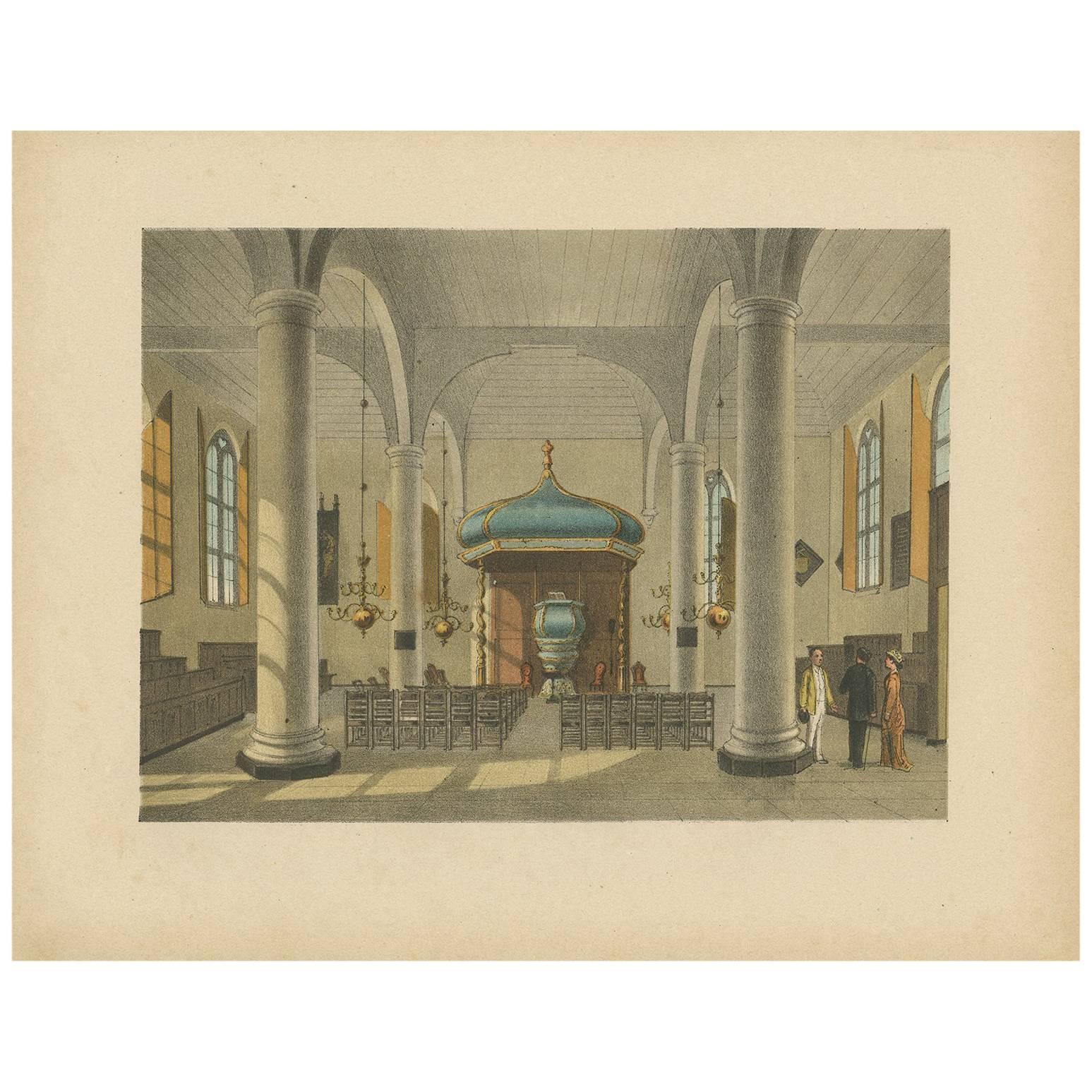Antique Print of a Church Interior in Batavia by M.T.H. Perelaer, 1888