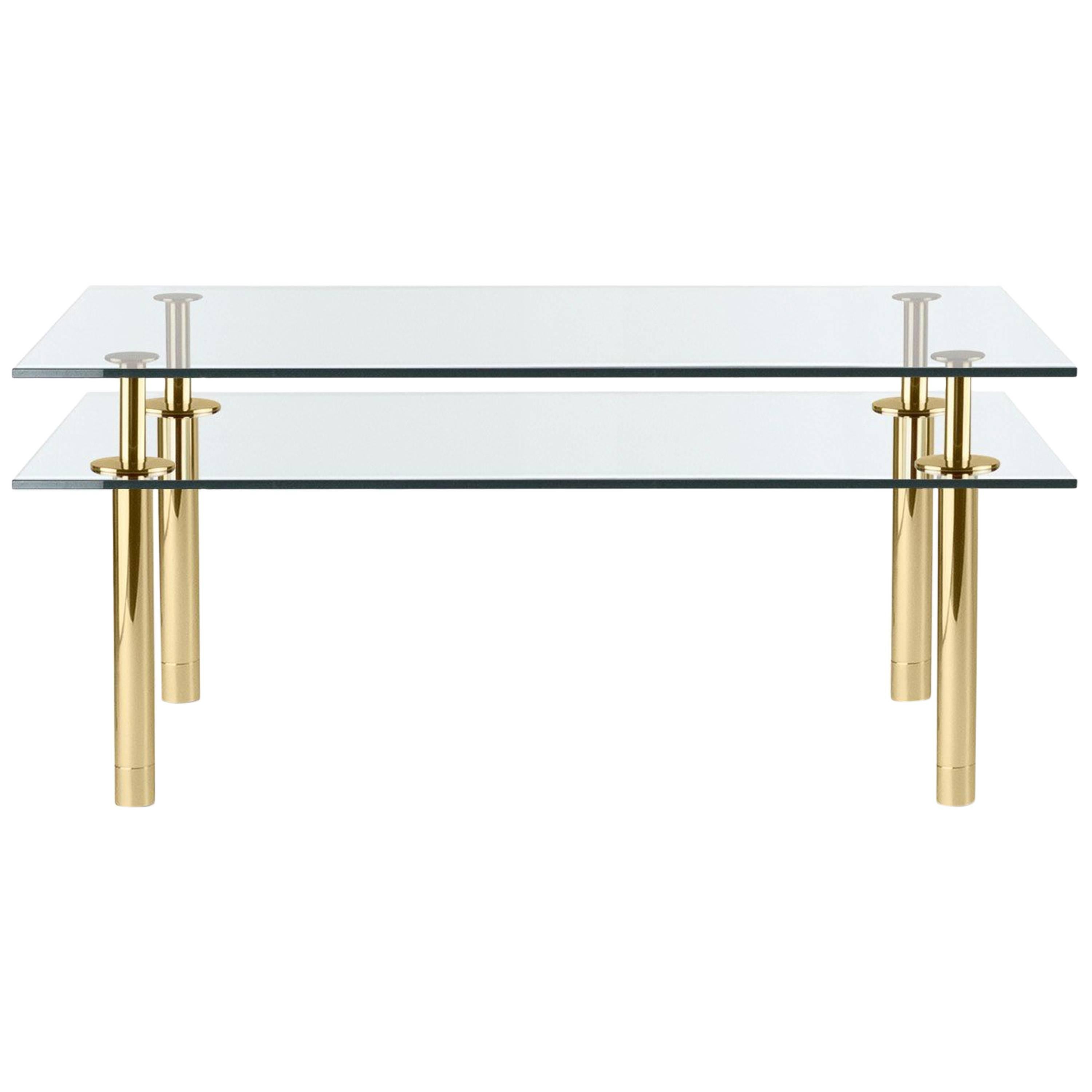 Ghidini 1961 Legs Small Rectangular Table in Crystal and Polished Brass For Sale