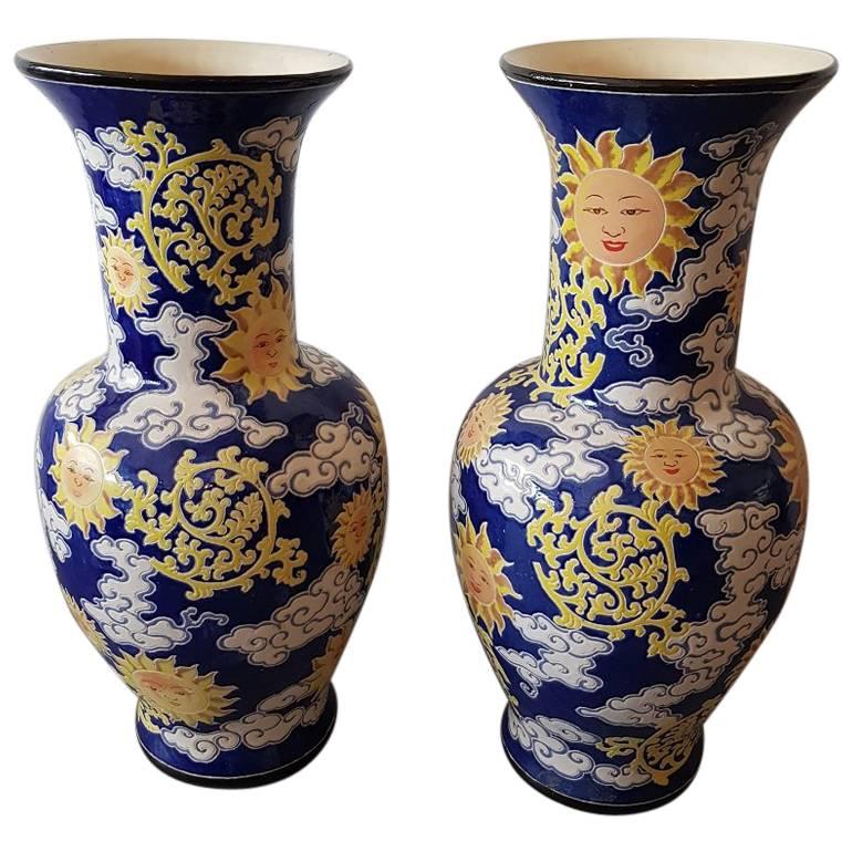 Late 20th Century Two Identical French Earthenware Vases For Sale