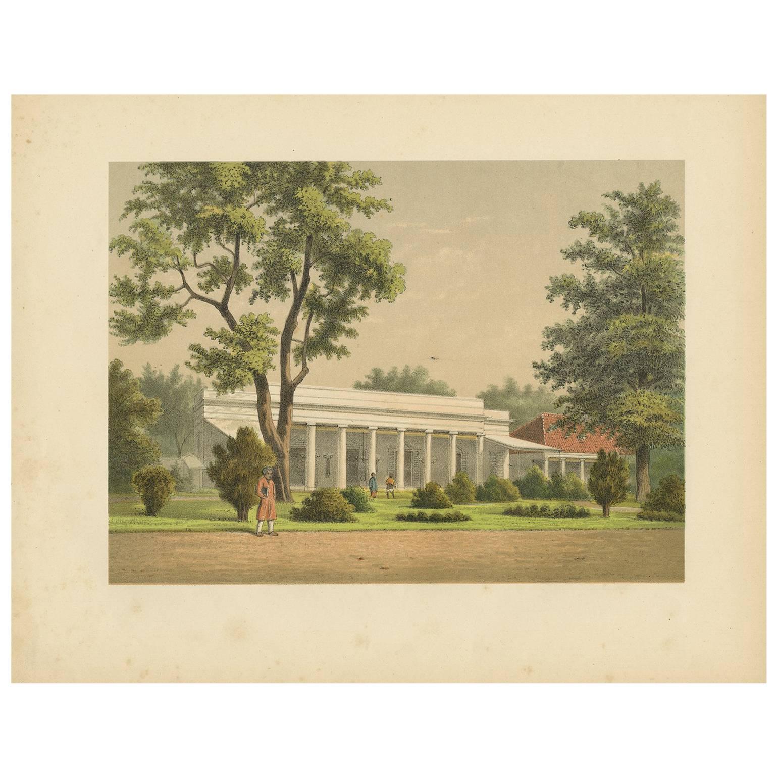 Antique Print of a Colonial Residence in Batavia by M.T.H. Perelaer, 1888 For Sale