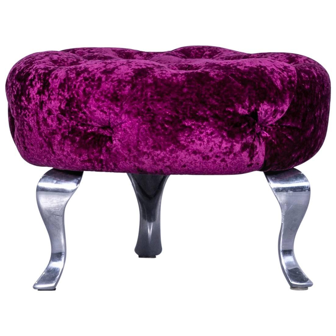 Bretz Pompadou Fabric Foot-Stool Purple Red For Sale