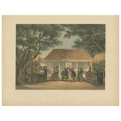 Stampa antica di una festa a Batavia di M.T.H. Perelaer, 1888