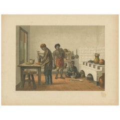 Impression ancienne d'une cuisine à Batavia par M.T.H. Perelaer, 1888