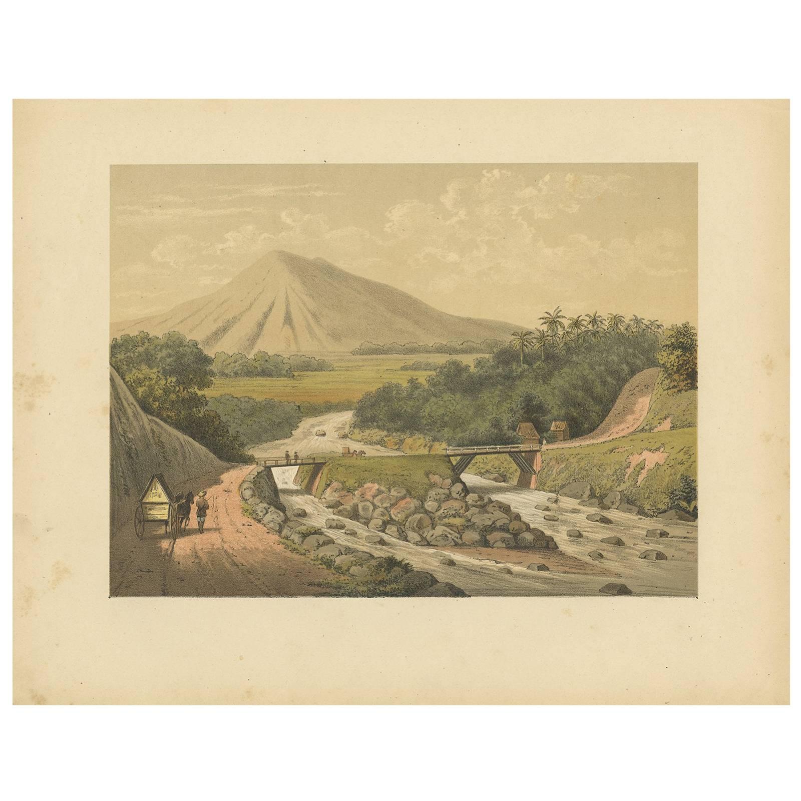 Antique Print of the Ciliwung River on Java by M.T.H. Perelaer, 1888