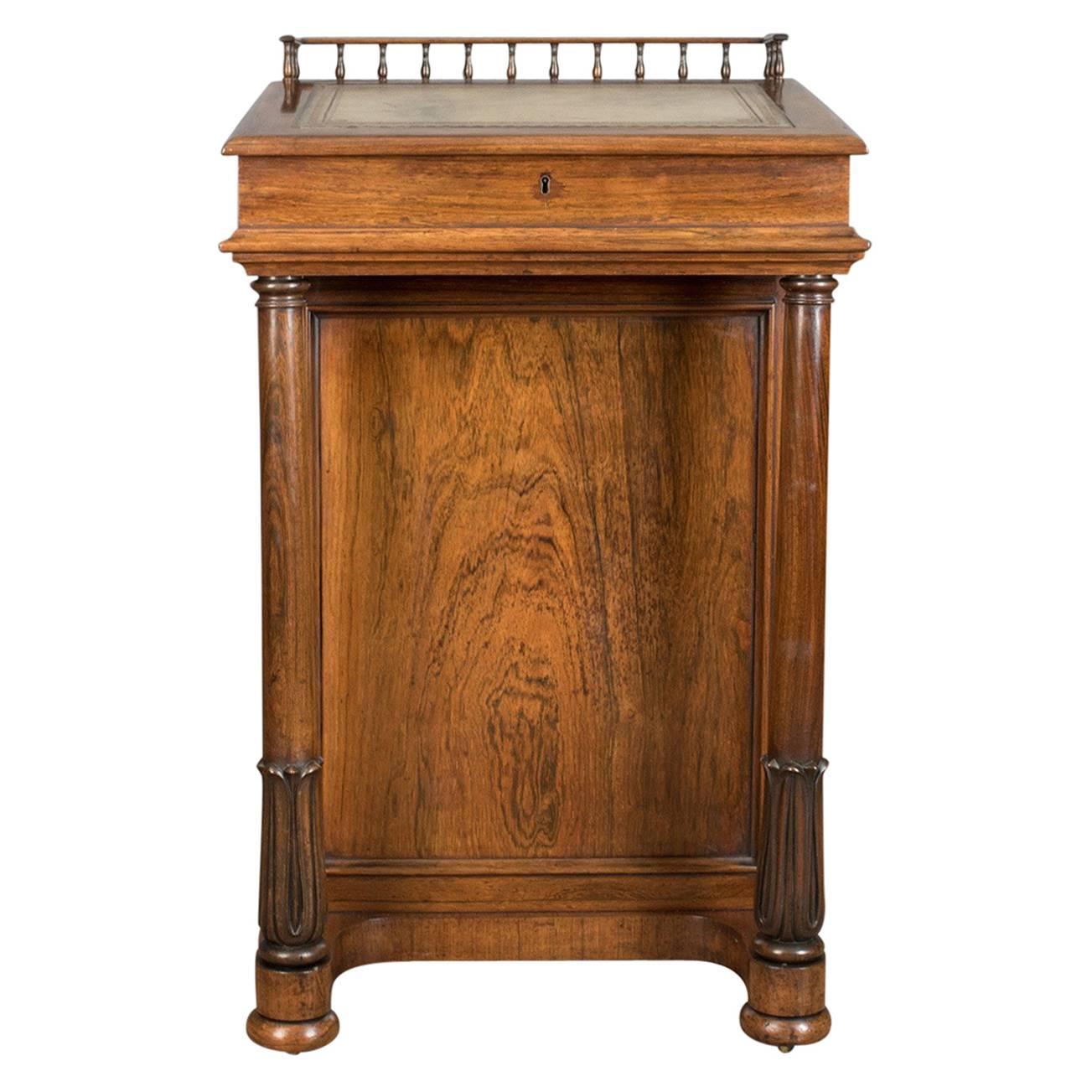 Antique, Davenport, Burrey and White, Rosewood, Desk, William IV, circa 1835