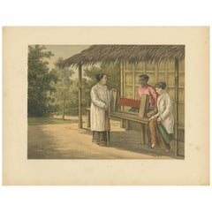 Antiker Druck eines einheimischen Mädchens auf Java von M.T.H. Perelaer, 1888