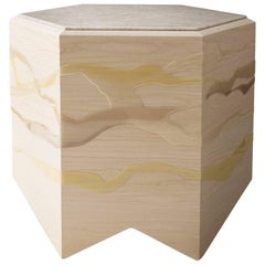 Drip/Fold Side Table, Ash with Dripped Resin and Quartzite Top - Available Now
