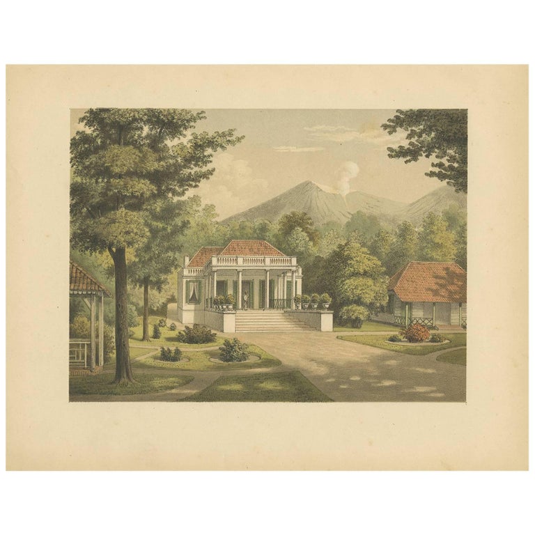 Antique Print of a House on Java by M.T.H. Perelaer, 1888 For Sale at