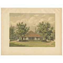 Antiker Druck eines Wohnhauses auf Java von M.T.H. Perelaer, 1888