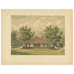 Antique Print of a Residence on Java by M.T.H. Perelaer, 1888