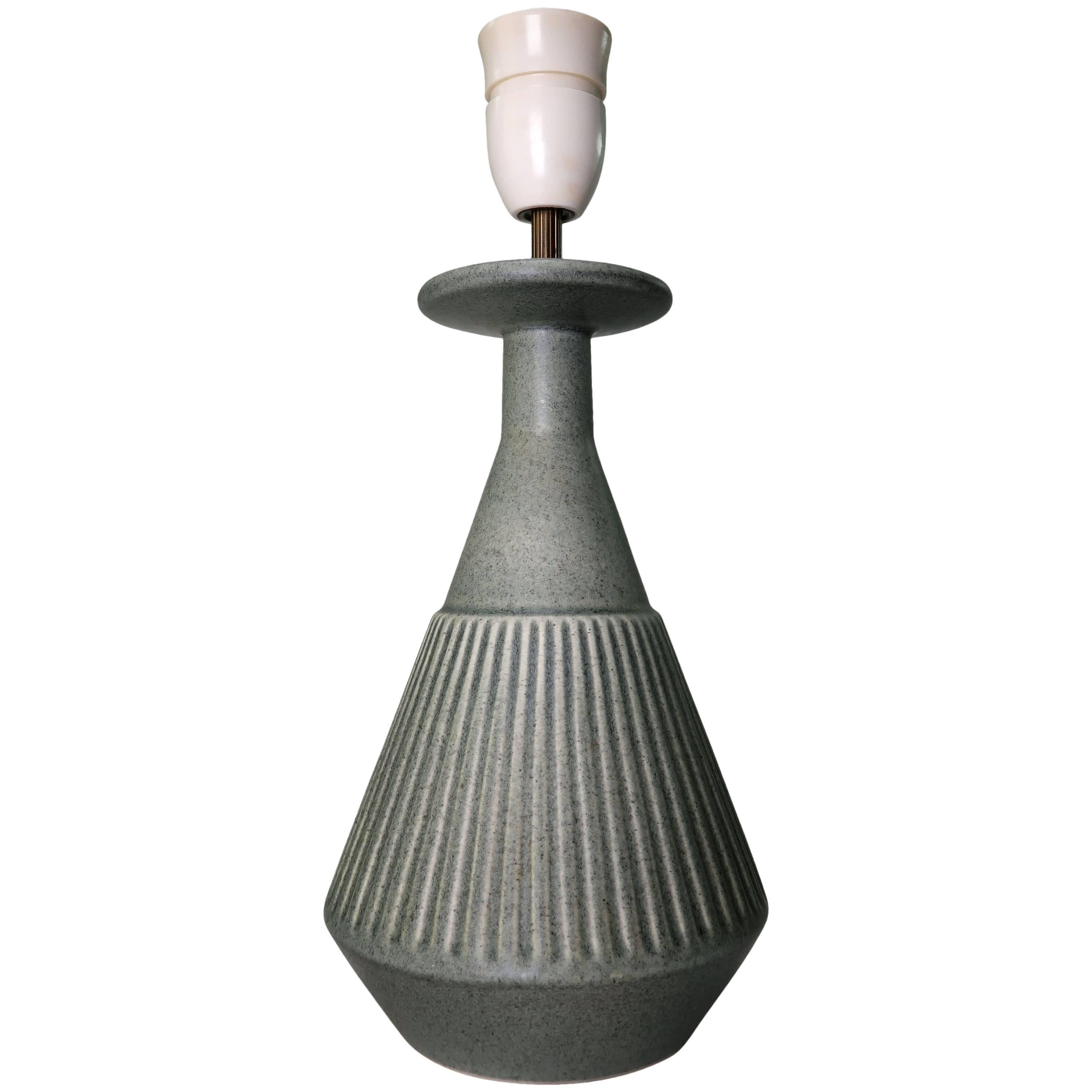 Sage Green Danish Modern Handmade Stoneware Lamp with Collar by Soholm, 1960s