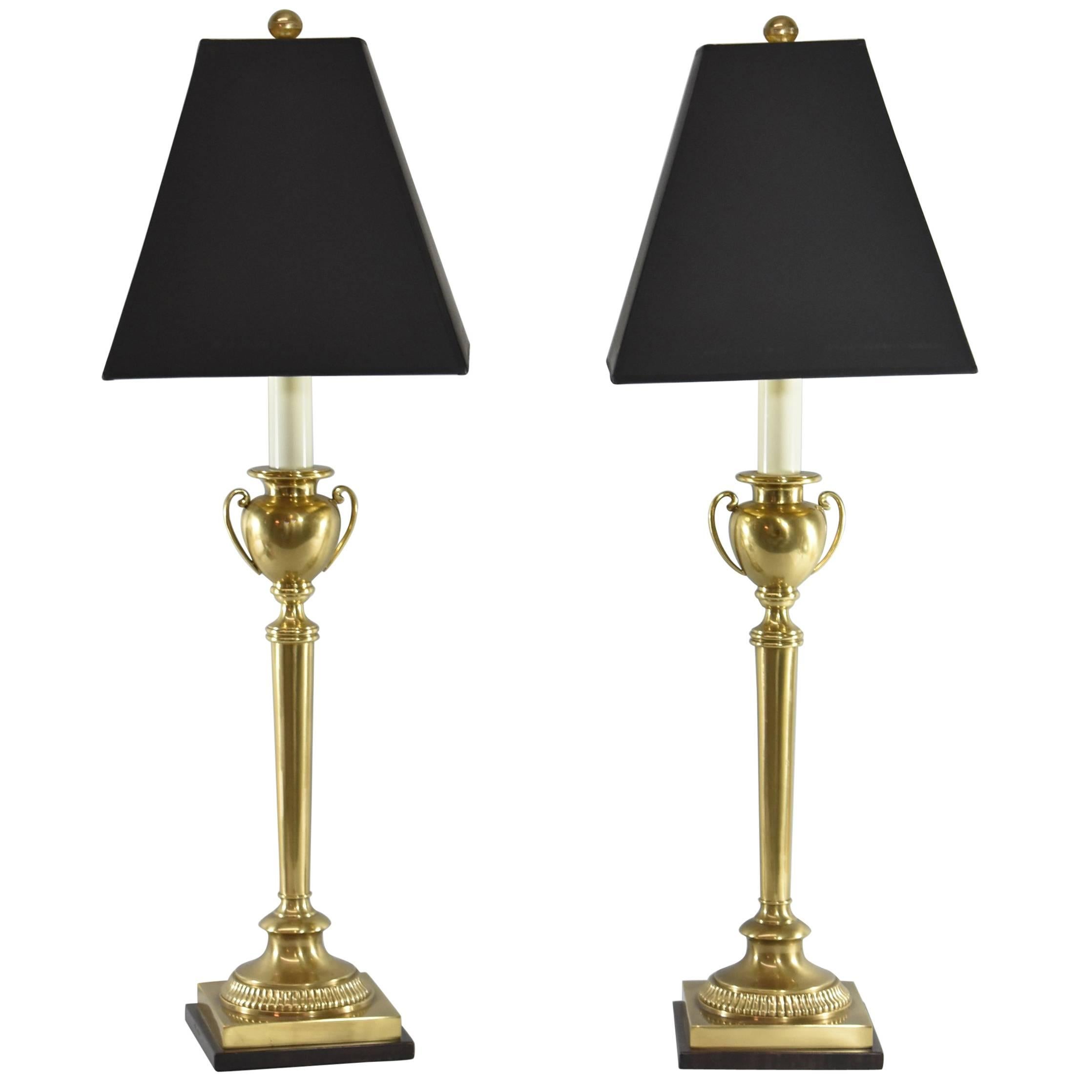 Pair of Frederick Cooper Brass Urn Form Table Lamps