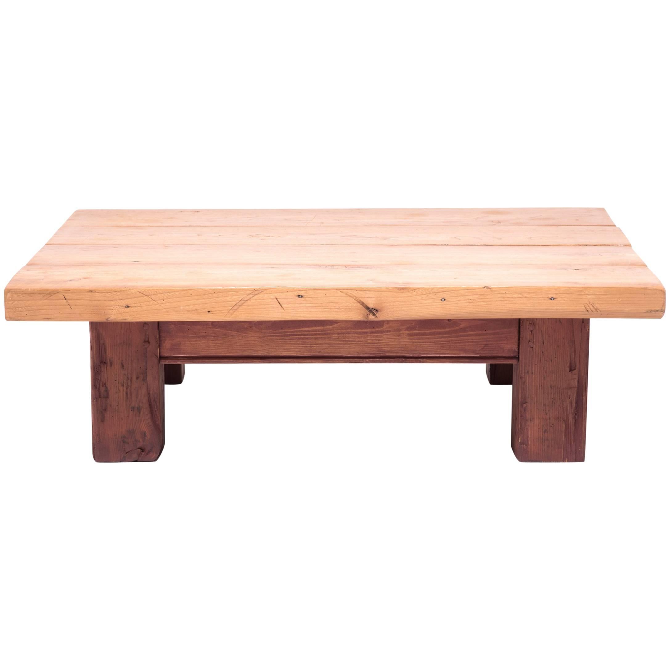 CountryStyle Plank Top Pine Coffee Table For Sale at 1stDibs