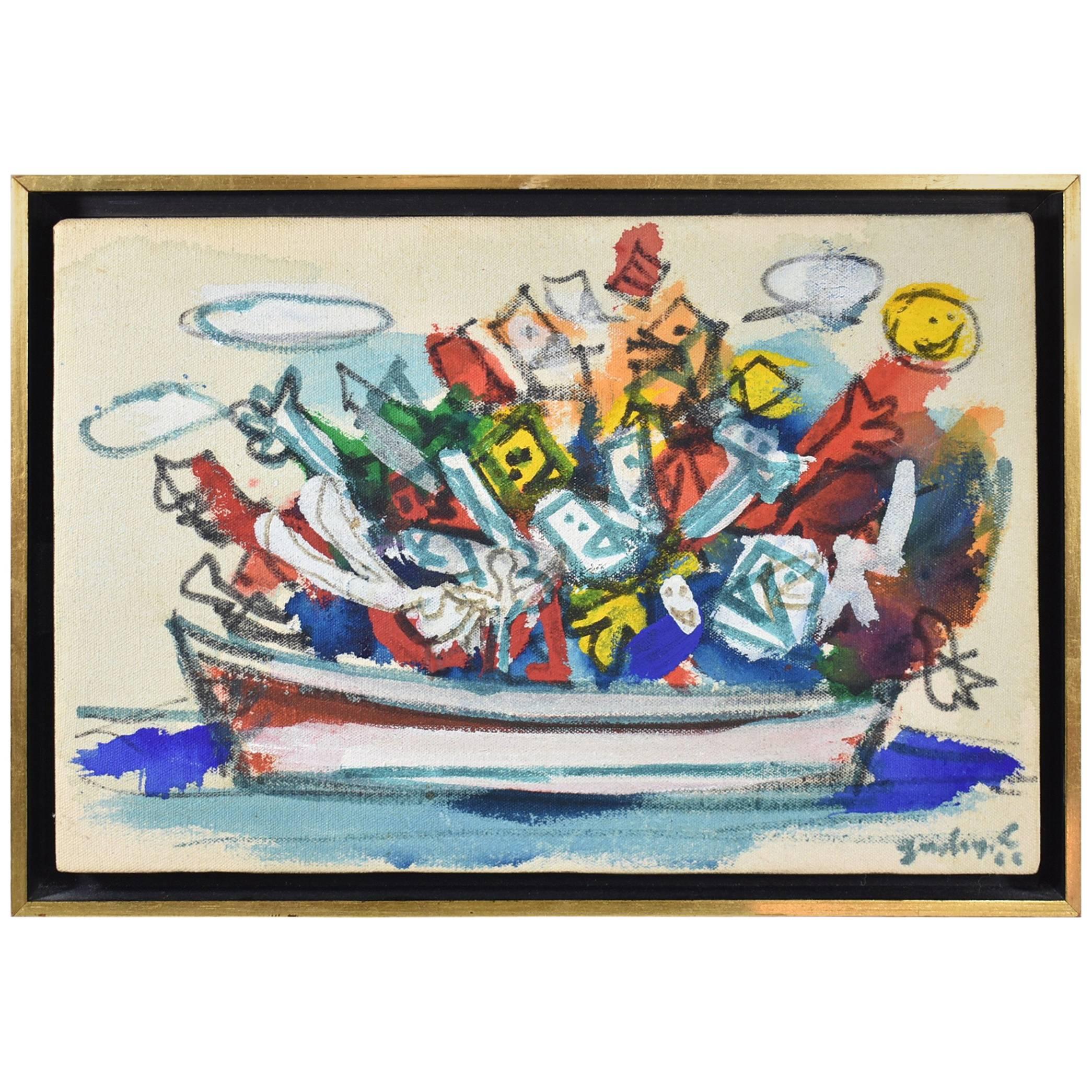 Oil on Canvas, "Happy Boat Trip L.N." by Robert Goodnough, 1966