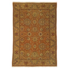 Tapis chinois vintage avec design Soumak et style Arts & Crafts chaleureux