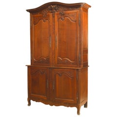 French Provincial 18th Century Carved Oak Cabinet