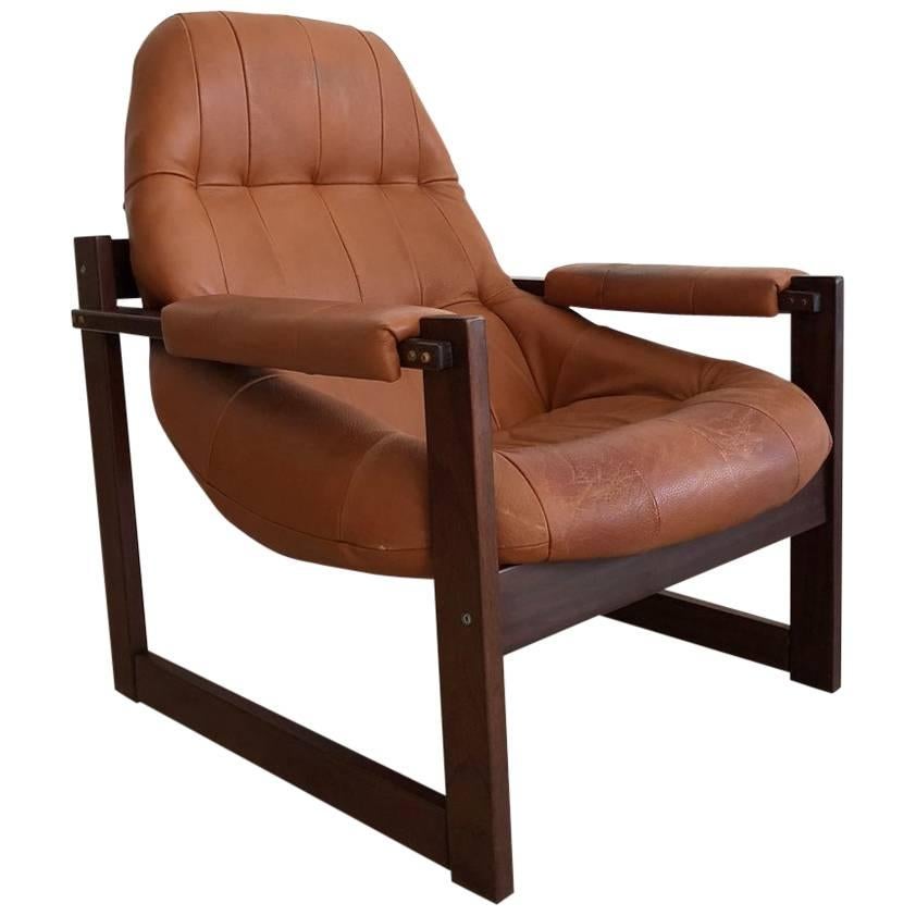 1970s Percival Lafer Brazilian Rosewood and Leather Armchair
