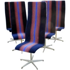 Set of Six Upholstered Arne Jacobsen for Fritz Hansen High Back Chairs